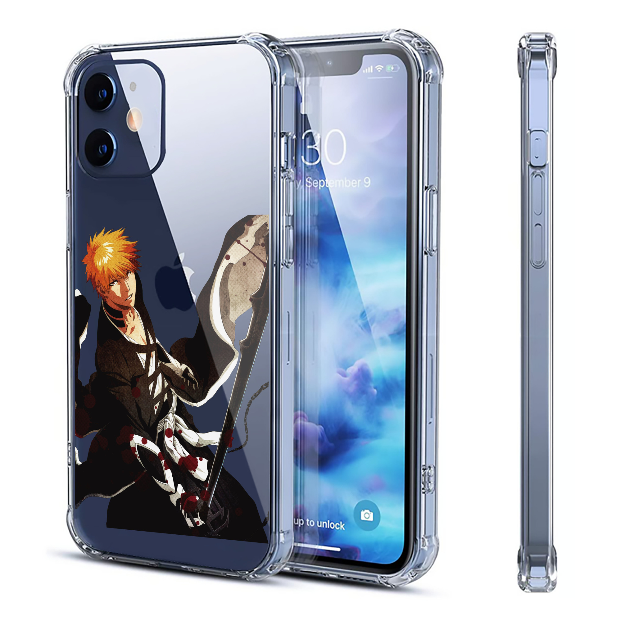 （画像用） ブリーチ 黒崎一護（くろさき いちご）BLEACH Kurosaki Ichigo 【iPhone 12シリーズ対応】透明スマホケース（クリアソフトケース）